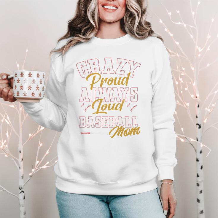 Baseball Mom Crazy Proud Always Loud Mother's Day Premium Women Crewneck Sweatshirt