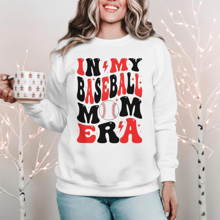 In My Baseball Mom Era Groovy Mom Women Crewneck Sweatshirt