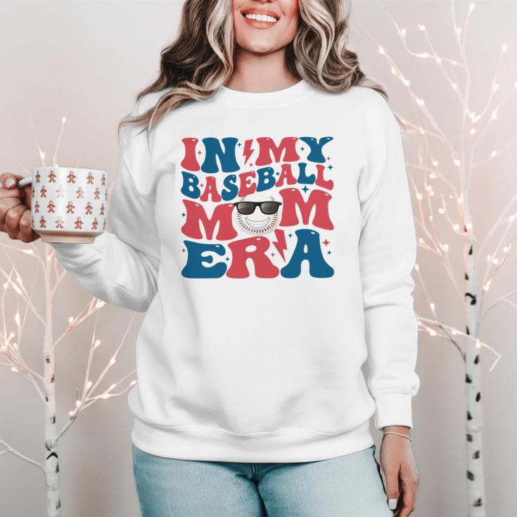 In My Baseball Mom Era Smile Face Retro Women Crewneck Sweatshirt