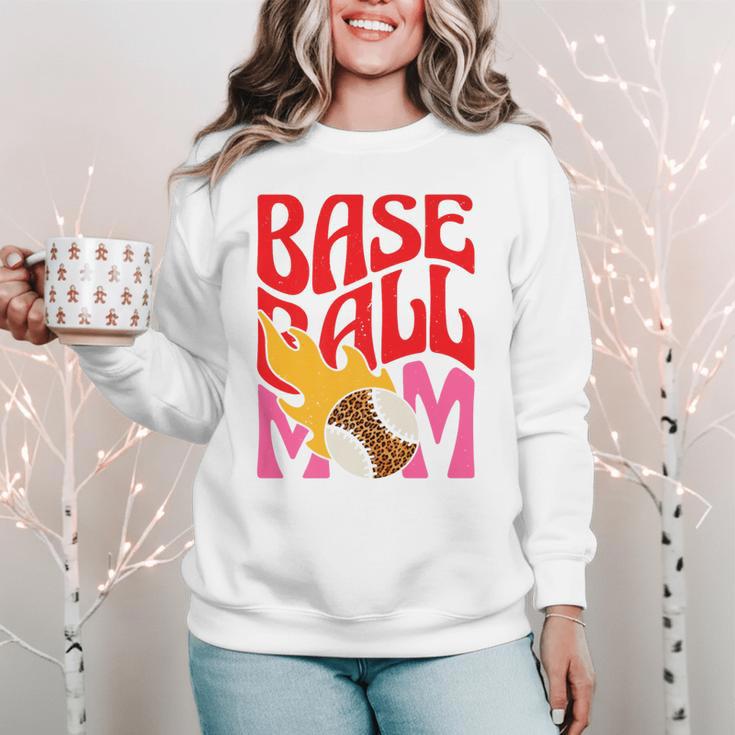 Baseball Mom Game Day Trendy Pink Leopard Mama Premium Women Crewneck Sweatshirt