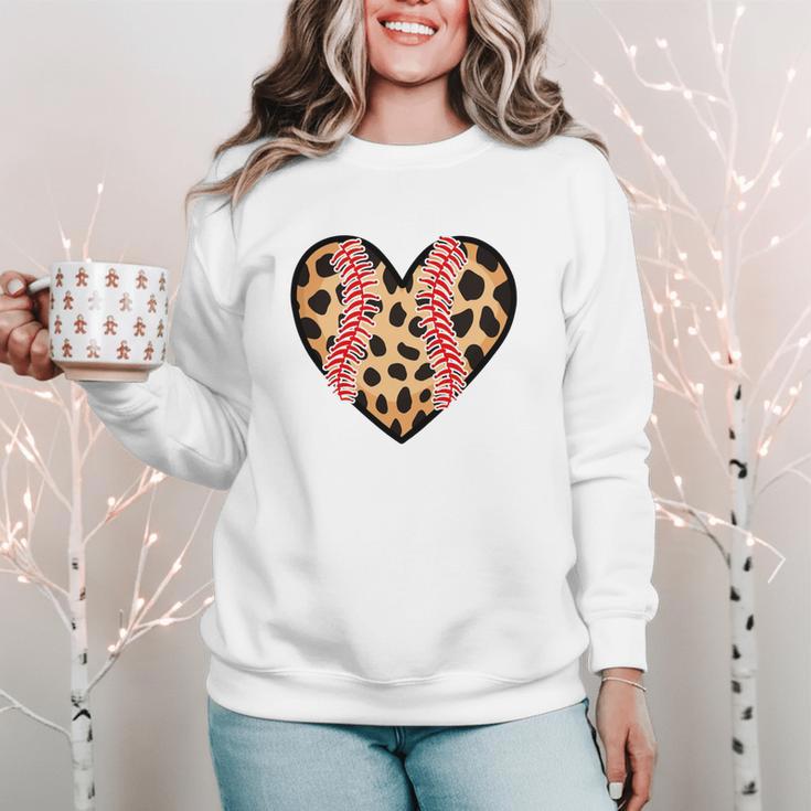 Baseball Mom Leopard Heart Valentine Day Mother Day Women Crewneck Sweatshirt Baseball Mom Leopard Heart Valentine Day Mother Day Women Crewneck Sweatshirt