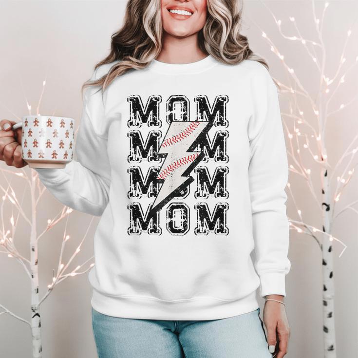 Baseball MOM Lightning Bolt Tshirt Retro Women Crewneck Sweatshirt