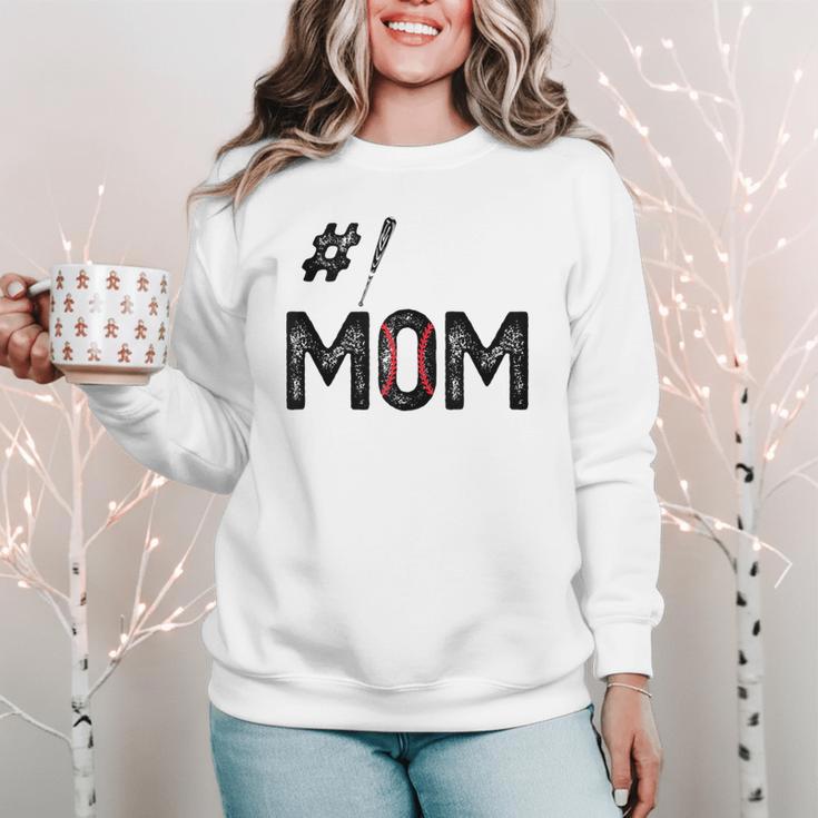 Baseball Mom Number One 1 Mother Baseball Lover Mother's Day Women Crewneck Sweatshirt Baseball Mom Number One 1 Mother Baseball Lover Mother's Day Women Crewneck Sweatshirt