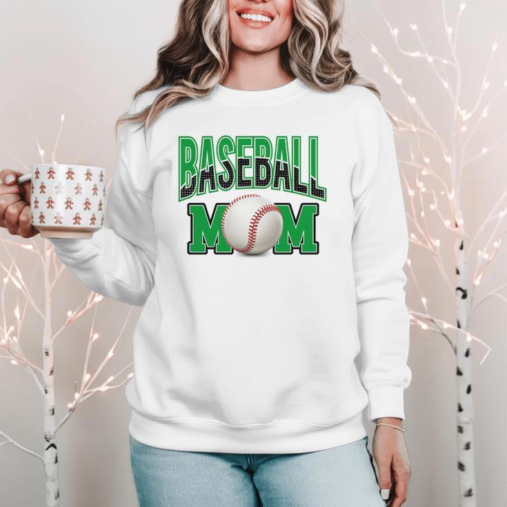 Baseball Mom Sports Green Women Crewneck Sweatshirt