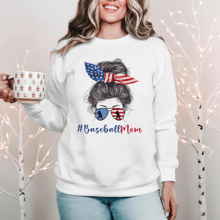 Baseball Mom USA American Flag 4th Of July Women Crewneck Sweatshirt Baseball Mom USA American Flag 4th Of July Women Crewneck Sweatshirt
