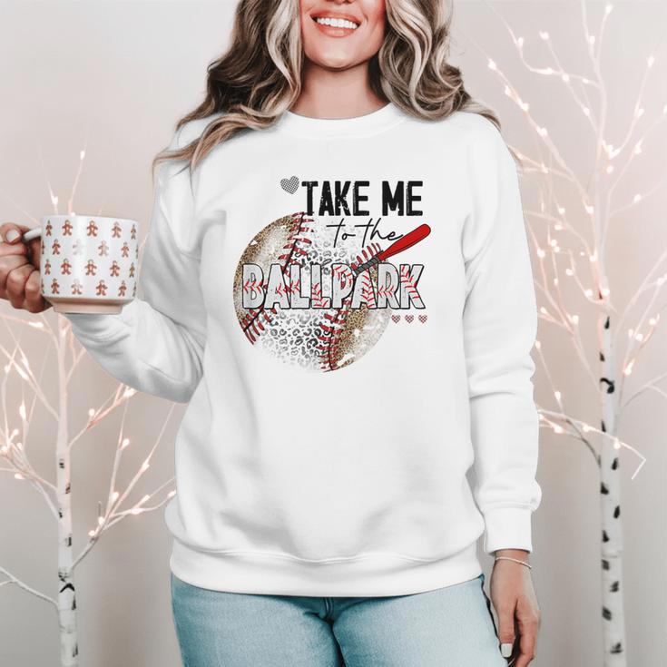 Baseball Moms Cute Take Me To The Ballpark Sports Athletic Women Crewneck Sweatshirt