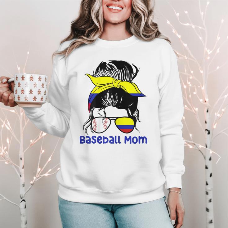 Colombia Baseball Mom Messy Bun Women Crewneck Sweatshirt Colombia Baseball Mom Messy Bun Women Crewneck Sweatshirt