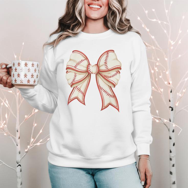Coquette Bow Baseball Mama Baseball Mom Women Premium Women Crewneck Sweatshirt