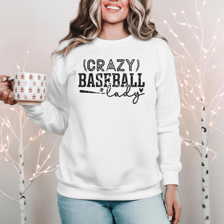 Crazy Baseball Lady Baseball Mom Sporty Humor Women Crewneck Sweatshirt