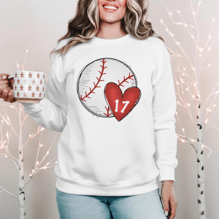 Custom Baseball Mom Number 17 Heart For Mom Mommy Premium Women Crewneck Sweatshirt Custom Baseball Mom Number 17 Heart For Mom Mommy Premium Women Crewneck Sweatshirt