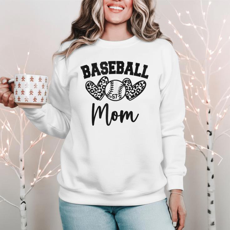 Custom Baseball Mom Number 57 Heart For Mom Women Crewneck Sweatshirt Custom Baseball Mom Number 57 Heart For Mom Women Crewneck Sweatshirt