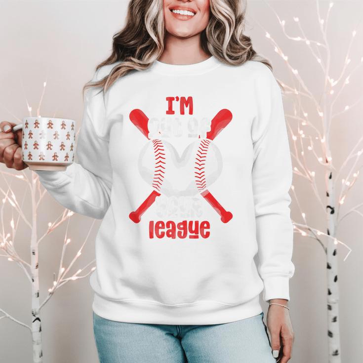 Cute Baseball Mom Out Of Your League Mommy Sports Players Premium Women Crewneck Sweatshirt
