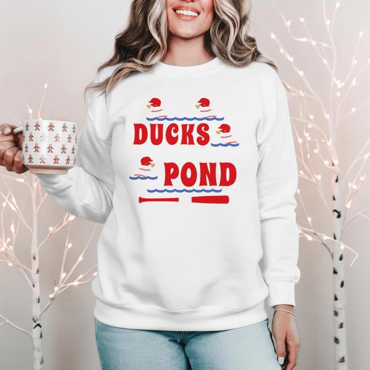 Cute Ducks On The Pond Cute Baseball Mom T-Shirt Women Crewneck Sweatshirt