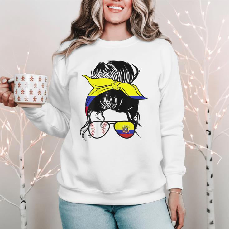 Ecuador Baseball Mom Ecuadorian Baseball Girl Women Crewneck Sweatshirt Ecuador Baseball Mom Ecuadorian Baseball Girl Women Crewneck Sweatshirt