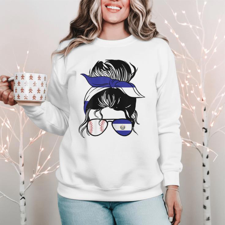 El Salvador Baseball Mom Salvador Baseball Girl Women Crewneck Sweatshirt