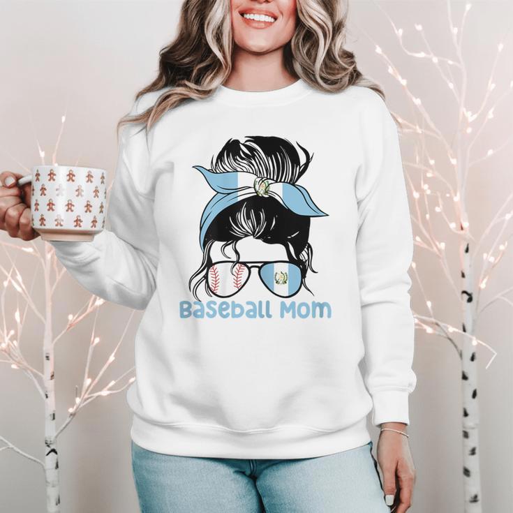 Guatemala Baseball Mom Messy Bun Women Crewneck Sweatshirt Guatemala Baseball Mom Messy Bun Women Crewneck Sweatshirt