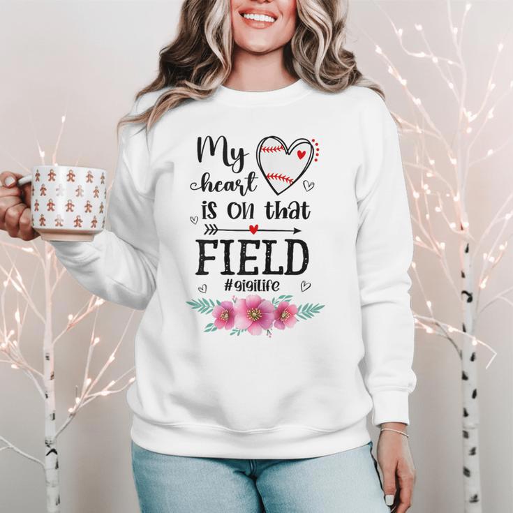 My Heart Is On That Field Ball Gigi Baseball Mom Women Crewneck Sweatshirt My Heart Is On That Field Ball Gigi Baseball Mom Women Crewneck Sweatshirt