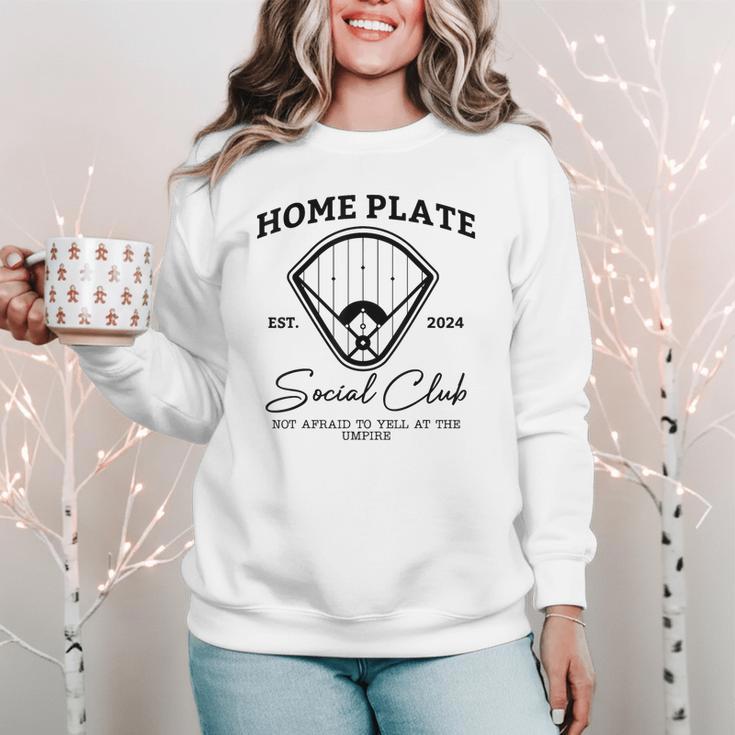 Home Plate Social Club Baseball Mom Women Crewneck Sweatshirt