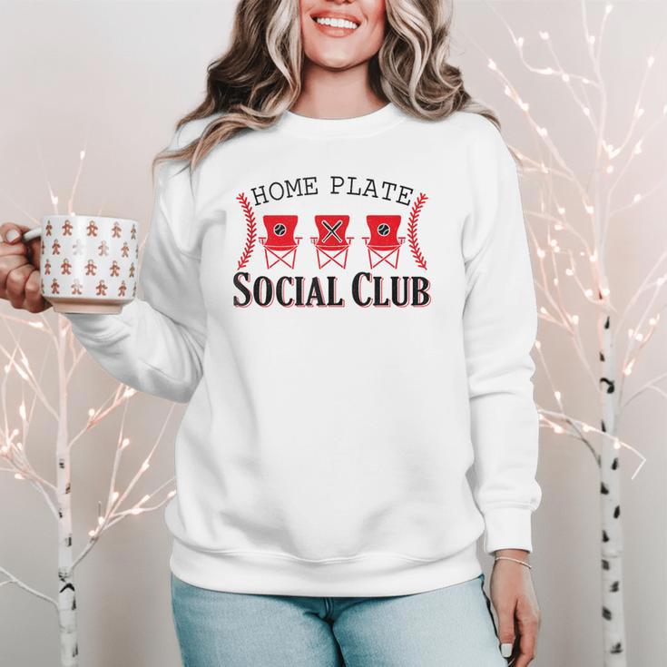 Home Plate Social Club Softball Season Baseball Mom Women Crewneck Sweatshirt Home Plate Social Club Softball Season Baseball Mom Women Crewneck Sweatshirt