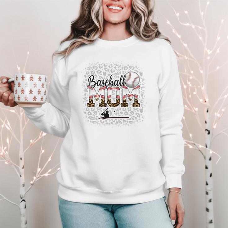 Leopard Baseball Mom Mama Mommy Bleached Women Crewneck Sweatshirt Leopard Baseball Mom Mama Mommy Bleached Women Crewneck Sweatshirt