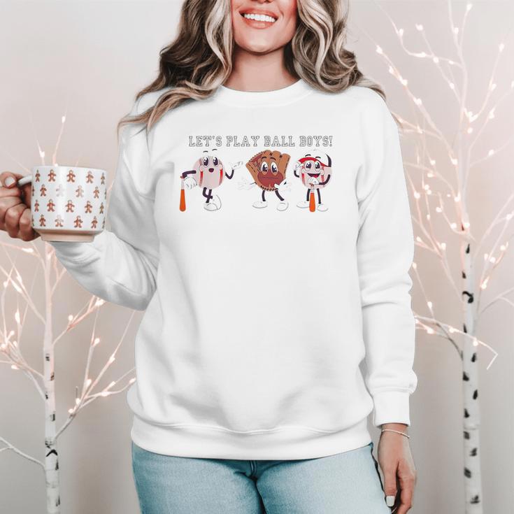 Let's Play Ball Boys Baseball Mom Women Crewneck Sweatshirt
