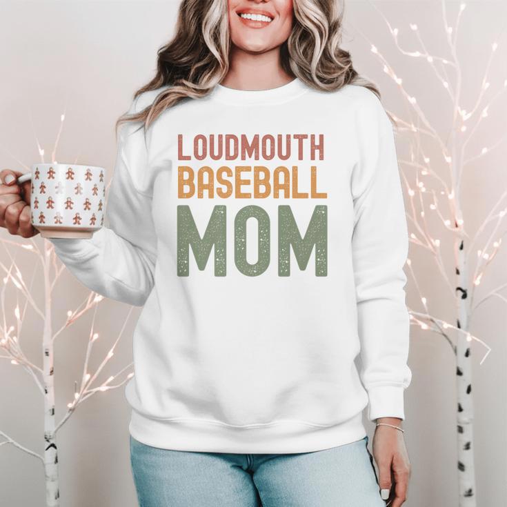 Loudmouth Baseball Mom Sports Cute Text Premium Women Crewneck Sweatshirt