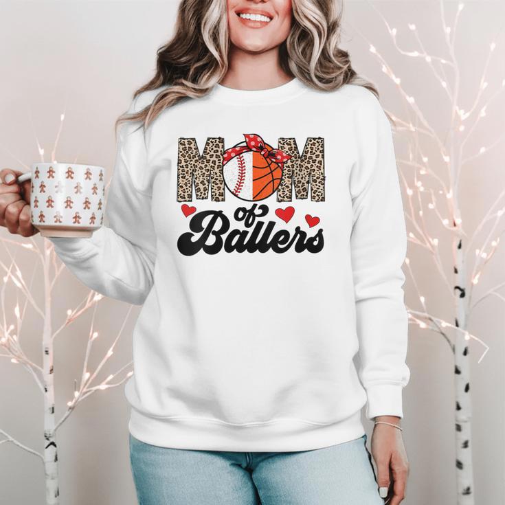 Mom Of Ballers Basketball Baseball Mom Of Ballers Women Crewneck Sweatshirt