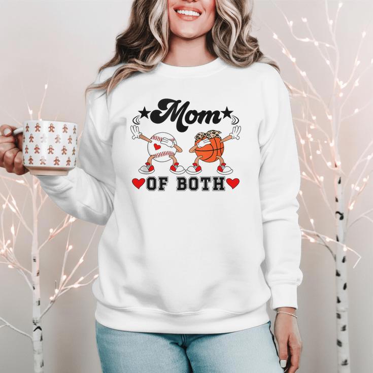 Mom Of Both Basketball Baseball Mom Women Crewneck Sweatshirt