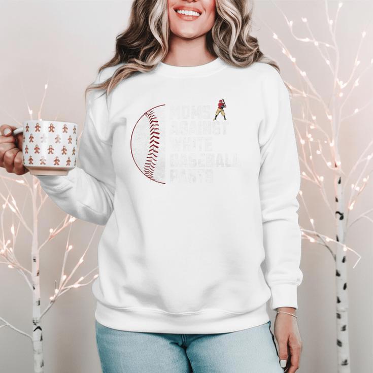 Moms Against Baseball Pants Baseball Mom Premium Women Crewneck Sweatshirt