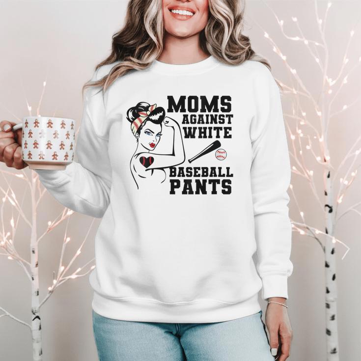Moms Against White Baseball Pants Funny Baseball Mom Women Crewneck Sweatshirt Moms Against White Baseball Pants Funny Baseball Mom Women Crewneck Sweatshirt