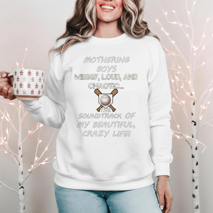 Mothering Boys Messy Loud Chaotic Baseball Mom Premium Women Crewneck Sweatshirt Mothering Boys Messy Loud Chaotic Baseball Mom Premium Women Crewneck Sweatshirt
