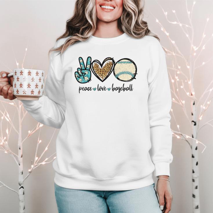 Peace Love Baseball Lover Motif For Women Pink Baseball Mom Women Crewneck Sweatshirt Peace Love Baseball Lover Motif For Women Pink Baseball Mom Women Crewneck Sweatshirt
