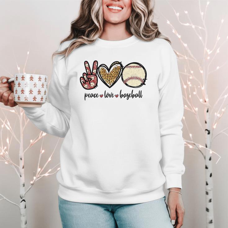 Peace Love Baseball Mom Leopard Print Cheetah Pattern Women Crewneck Sweatshirt Peace Love Baseball Mom Leopard Print Cheetah Pattern Women Crewneck Sweatshirt