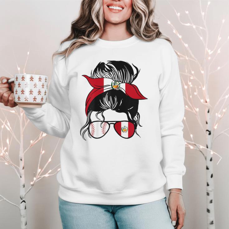 Peruvian Baseball Mom Peru Flag Baseball Girl Women Crewneck Sweatshirt Peruvian Baseball Mom Peru Flag Baseball Girl Women Crewneck Sweatshirt