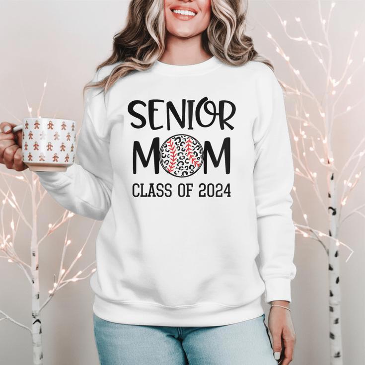 Proud Senior Baseball Mom Senior 2024 Class Leopard Game Day Raglan Baseball Tee Women Crewneck Sweatshirt