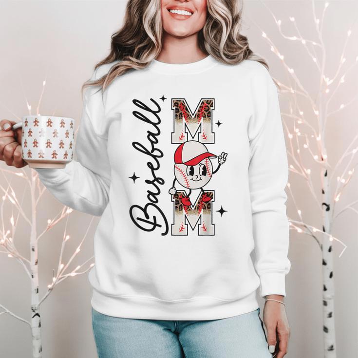 Retro Baseball Mom Mama Baseball Life Softball Life Game Day Women Crewneck Sweatshirt