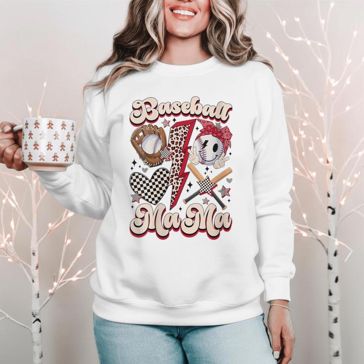 Retro Groovy Baseball Mama Baseball Mom Lover Women Crewneck Sweatshirt Retro Groovy Baseball Mama Baseball Mom Lover Women Crewneck Sweatshirt