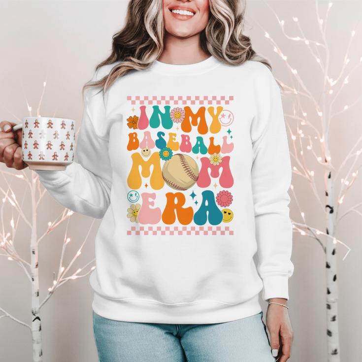 Retro Groovy In My Baseball Mom Era Happy Women Premium Women Crewneck Sweatshirt