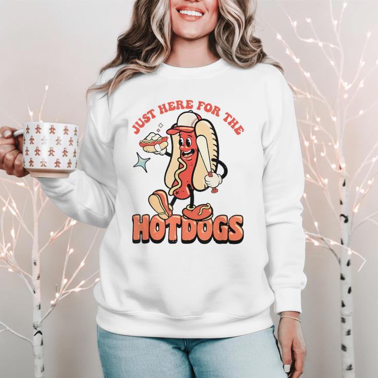 Retro Just Here For The Hotdogs Baseball Mom Sport Lover Women Crewneck Sweatshirt Retro Just Here For The Hotdogs Baseball Mom Sport Lover Women Crewneck Sweatshirt