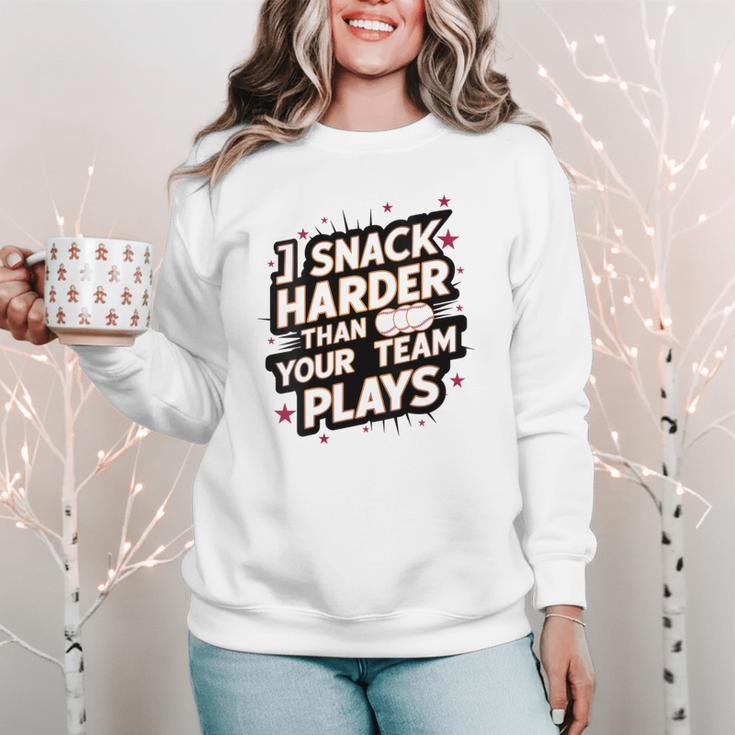I Snack Harder Than Your Team Plays Baseball Mom Women Crewneck Sweatshirt I Snack Harder Than Your Team Plays Baseball Mom Women Crewneck Sweatshirt