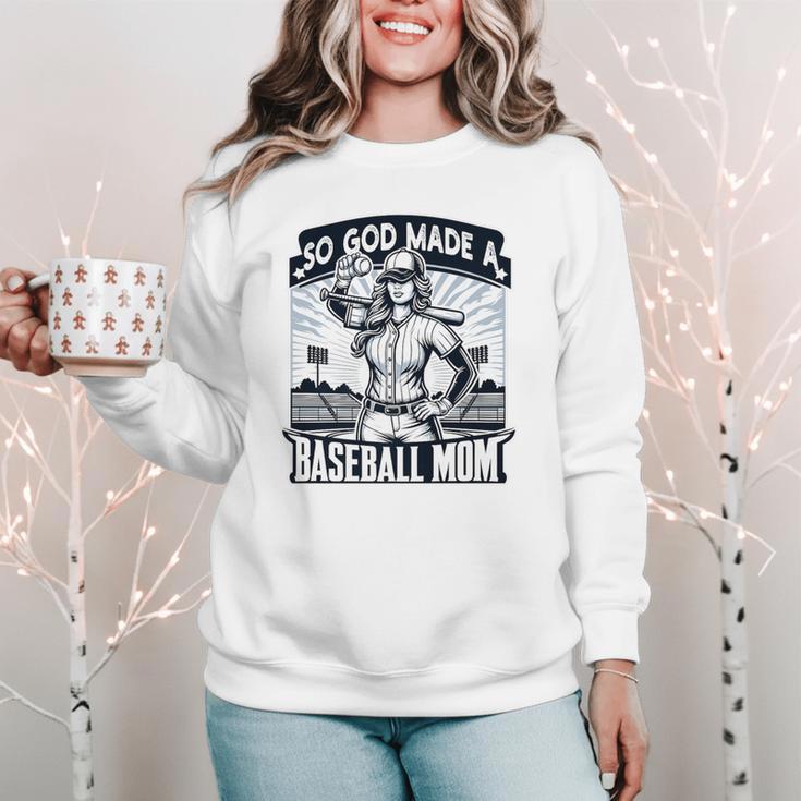 So God Made A Baseball Mom Baseball Player Premium Women Crewneck Sweatshirt
