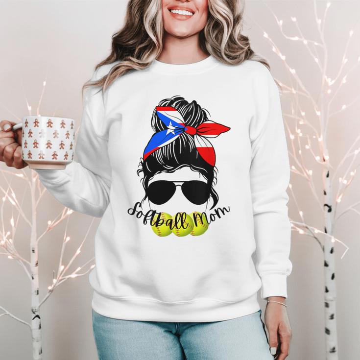 Softball Mom Puerto Rican Mom Spanish Baseball Mom Tote Women Crewneck Sweatshirt