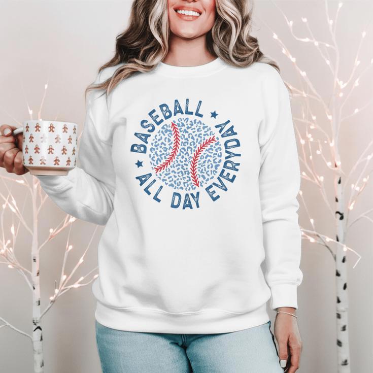 Spring 2024 Season Cute Baseball Mom All Day Everyday Women Crewneck Sweatshirt Spring 2024 Season Cute Baseball Mom All Day Everyday Women Crewneck Sweatshirt
