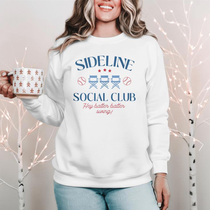 Spring 2025 Swing Batter Baseball Mom Sideline Social Club Women Crewneck Sweatshirt Spring 2025 Swing Batter Baseball Mom Sideline Social Club Women Crewneck Sweatshirt