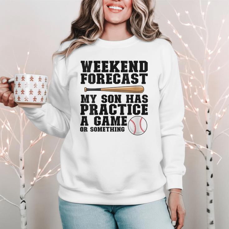 Weekend Forecast My Son Has Practice Baseball Mom Women Crewneck Sweatshirt Weekend Forecast My Son Has Practice Baseball Mom Women Crewneck Sweatshirt