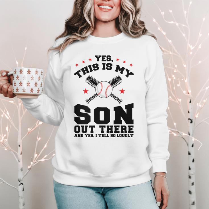 Yes This Is My Son Out There Baseball Mom Women Crewneck Sweatshirt Yes This Is My Son Out There Baseball Mom Women Crewneck Sweatshirt