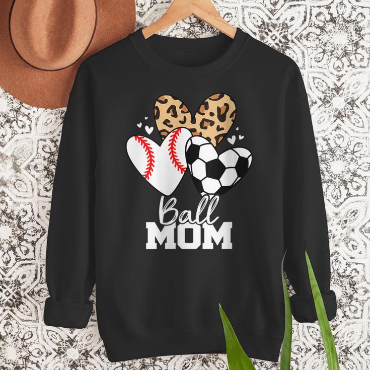 Ball Mom Soccer Baseball Mom Heart Women Crewneck Sweatshirt