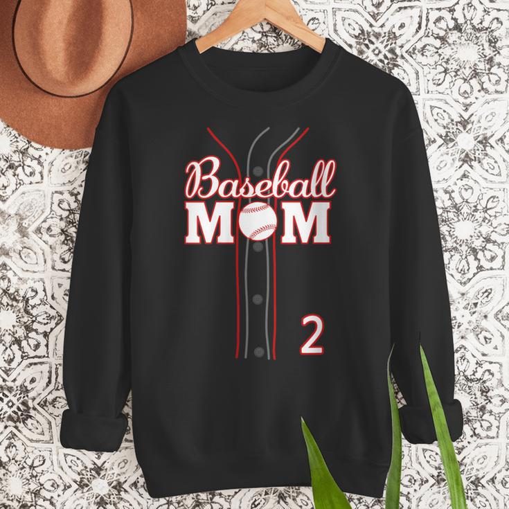 Baseball Mom 2 Number 2 Jersey Team Numbered Jersey Women Crewneck Sweatshirt