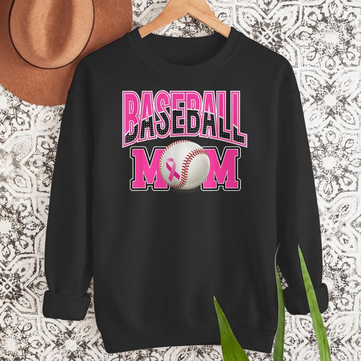 BASEBALL MOM BREAST CANCER RIBBON PINK SPORTS MOM Women Crewneck Sweatshirt BASEBALL MOM BREAST CANCER RIBBON PINK SPORTS MOM Women Crewneck Sweatshirt