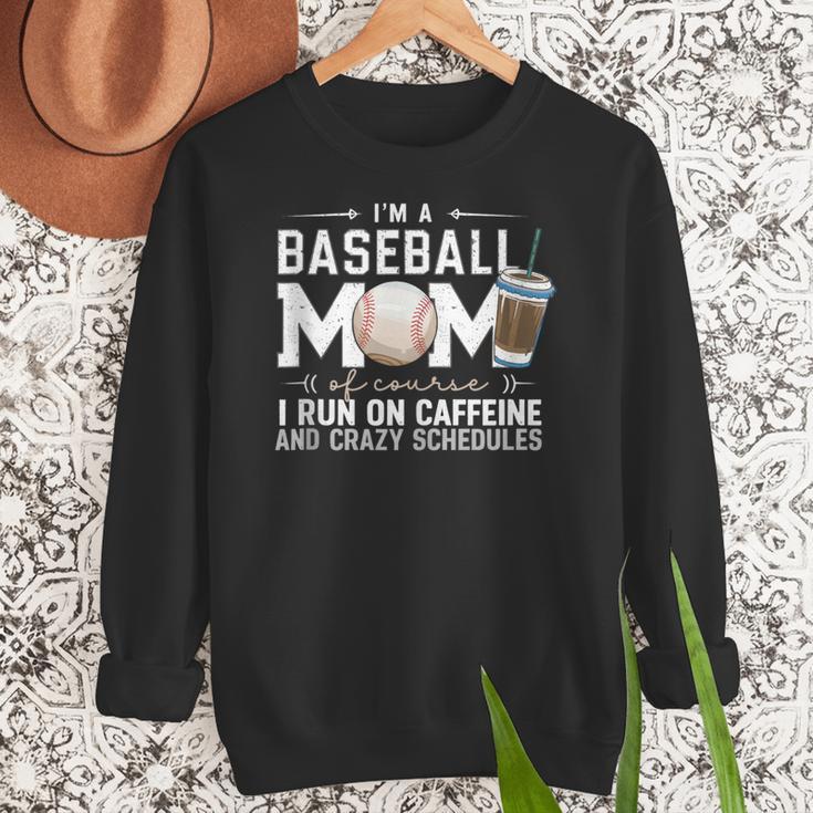 Baseball Mom Caffeine Fueled Game Day Essential Women Crewneck Sweatshirt